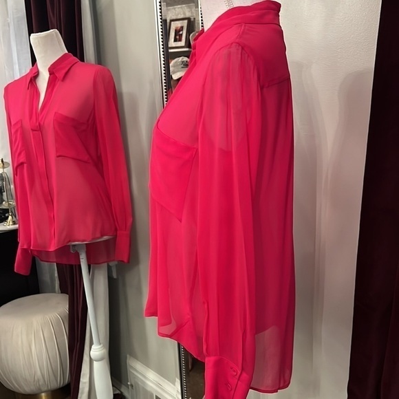 BCBGMAXAZRIA Azalea Pink Sheer Top Size Small - Picture 4 of 10